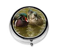 Domestic Duck PrintedMeta Pill Box 3 Compartment Medicine Case,Portable Organizer