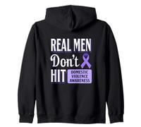 Domestic Violence Awareness Anti Abuse Purple Ribbon Zip Hoodie