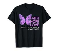 Domestic Violence Awareness Faith Hope Love Butterfly Floral T-Shirt