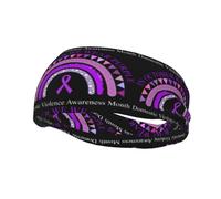 Domestic Violence Awareness Month Purple Ribbon Headbands Sports Sweatband Athletic Exercise Bands Turban Hair Head For Men Women Yoga Fitness