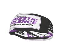 Domestic Violence Awareness Month Purple Ribbon Headbands Sports Sweatband Athletic Exercise Bands Turban Hair Head For Men Women Yoga Fitness