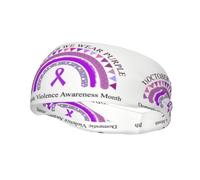 Domestic Violence Awareness Month Purple Ribbon Headbands Sports Sweatband Athletic Exercise Bands Turban Hair Head For Men Women Yoga Fitness