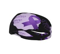 Domestic Violence Awareness Month Purple Ribbon Headbands Sports Sweatband Athletic Exercise Bands Turban Hair Head For Men Women Yoga Fitness