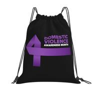 Domestic Violence Awareness Month Purple Ribbon Unisex Gym Sack Lightweight Drawstring Backpack Durable Drawstring Bag For Football Picnic Travel