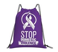Domestic Violence Awareness Month Purple Ribbon Unisex String Backpack Adjustable Swimming Bag Portable Gym Sack For Gym Travel Yoga