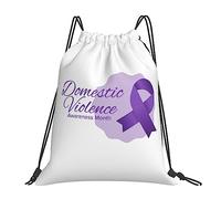 Domestic Violence Awareness Month Purple Ribbon Women Men Drawstring Bag Waterproof Drawstring Backpack Large Gym Sack For Climbing Picnic Swim