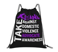 Domestic Violence Awareness Month Unisex String Backpack Waterproof Drawstring Bag Large Swimming Bag For Yoga Football Climbing