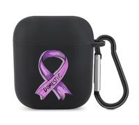 Domestic Violence Awareness Ribbon Bluetooth Headset Cover Earbuds Case TPU Headphone Protective Compatible with Airpods 1/2 Black-Color