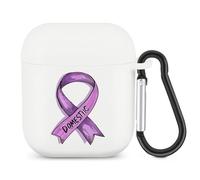Domestic Violence Awareness Ribbon Bluetooth Headset Cover Earbuds Case TPU Headphone Protective Compatible with Airpods 1/2 White-Color