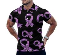 Domestic Violence Awareness Ribbon Mens Polo Shirts Short Sleeve Golf Shirt Casual T-Shirt Top for Work Athletic 2XL