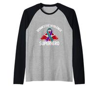 Domestic Violence Superhero Ribbon Raglan Baseball Tee
