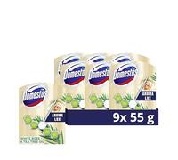 Domestos Aroma Lux White Rose & Tea Tree Oil Toilet Block toilet rim block fights bad odours for a fresh toilet 24/7 toilet freshener with highly concentrated fragrance oils 9x 55 g