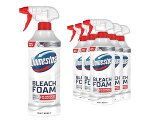 Domestos Bleach Foam Toilet and Bathroom Cleaner Spray Mint Boost 380ml, 6 Pack - Tough on Limescale and Soap Scum, Fast Acting Cleaning Spray for Toilets, Tiles and Bathroom Surfaces