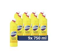 Domestos Citrus Fresh Thick Bleach disinfectant that eliminates 99.99% of bacteria and viruses* unstoppable limescale prevention 9x 750 ml