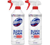 Domestos Mint Boost Bleach Foam sprays upside down for a sparkling