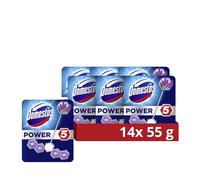 Domestos Power 5 Duo Pack Lavender Toilet Rim Block limescale prevention toilet blocks full power for up to 300 flushes 14x 55 g