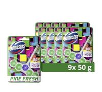 Domestos Power 5 Pine Fresh toilet cleaner with a long-lasting fragrance Toilet Rim Block cleans and freshens for up to 300 flushes 50 g - Case pack of 9