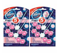 Domestos Power 5 Pink Magnolia Toilet Rimblock, 55Gm, 2 Pack