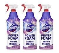 Domestos Power Foam Aurora Blooms Winter Edition 650ml Antibacterial Bathroom & Toilet Cleaner Spray Powerful Foam Action & Floral Fragrance Assorted Packs (Pack of 3)