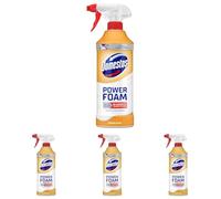Domestos Power Foam Citrus Blast Toilet & Bathroom Cleaner Spray sprays upside down & eliminates 99.99% of germs* for cleaning inside the toilet & around the bathroom 450 ml (Pack of 4)