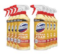 Domestos Power Foam Toilet and Bathroom Surface Cleaner Bleach-Free Upside Down Limescale Remover Multi-Purpose Spray with Fresh Bio-Degradable Fragrance, 450ml (Citrus Blast, Pack of 8)