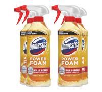 Domestos Power Foam Toilet and Bathroom Surface Cleaner Bleach-Free Upside Down Limescale Remover Multi-Purpose Spray with Fresh Bio-Degradable Fragrance, 450ml (Pack of 4, Citrus Blast)