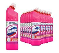 Domestos Thick Bleach Pink Power Multi-Purpose Disinfectant Anti-Bacterial Surface Cleaner Gel Limescale Remover for Toilet, Bathroom and Kitchen, 750ml (Buy 12)
