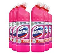 Domestos Thick Bleach Pink Power Multi-Purpose Disinfectant Anti-Bacterial Surface Cleaner Gel Limescale Remover for Toilet, Bathroom and Kitchen, 750ml Bulk Buy 6 Pack