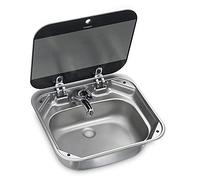 DOMETIC SNG 4237 Square Sink with Glass Cover 420 x 370 mm for Caravan, Boat, Caravan and Motorhome