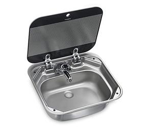 DOMETIC SNG 4237 Square Sink with Glass Cover 420 x 370 mm for Caravan, Boat, Caravan and Motorhome