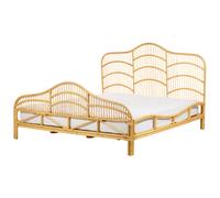 Beliani Bed Rattan Domeyrot 180 X 200 Cm (Eu Super King) Light Brown