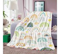 Domgoge Boho Rainbow Blanket, Fluffy Blanket , Baby Girl Soft Cozy Fleece Kids, Flannel Blankets Throw for Daughter Gifts Crib, 76x102cm, Rainbow-white, (TR-50)