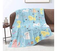 Domgoge Cat Fleece Throw Blanket for Girls Toddler Cat Gifts Idea for Cat Lovers Cute Cat Meow Print Blankets for Kids Soft Flannel Fleece Blanket for Couch Lightweight All Season, 101cm x 127cm