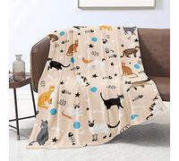Domgoge Cat Throw Blanket for Women Colorful Print Flannel Fleece Blankets Sofa Soft with Cats on Lightweight Fuzzy Couch Bed Lover Birthday Gifts, 101cm x 127cm, Cat-yellow