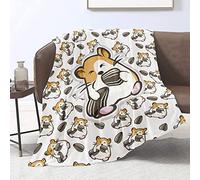 Domgoge Cute Hamster Throw Blanket Soft Flannel Fleece Blankets Girls Cozy Plush Hamster Print Blanket for Couch Travel Kawai Blanket Gifts, 101cmx127cm, Hamster Yellow, (TZ-00159-40x50-cavy)