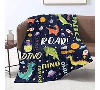 Domgoge Dinosaur Blanket for Kids Navy Blue Dino Throw Blankets Boys Baby Outerspace Flannel Fuzzy Soft Couch Sofa Bed Born Birthday Gifts, 130cm x 152cm