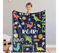 Domgoge Dinosaur Blanket Navy Blue Dino Throw Blankets Baby Outerspace Dinosaur Flannel Fleece Blankets Lightweight Fuzzy Soft Blanket Couch Sofa Bed New Born Birthday Gifts, 101cm x 127cm