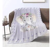 Domgoge Elephant Blanket for Kids Purple Throw Blankets Baby Girls Toddler Flannel Fleece Lightweight Fuzzy Soft Couch Sofa Bed Nursery New Born Birthday Gifts, 130cm x 152cm