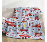 Domgoge Fire Truck Blanket, Throw Blanket , Soft Cozy Engine Vehicle Fleece Fluffy Fuzzy Flannel Car Blankets Teen Birthday Gifts Home Sofa Couch Bed Decor, 130x152cm, Truck-red