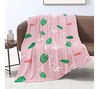 Domgoge Flamingo Blanket for Girls Pink Throw Blankets Soft Flannel Fleece Kids Hawaii Palm Leaf Fuzzy Bed Chair Car Sofa Couch Baby New Born Birthday Gifts, 101cm x 127cm