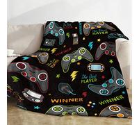 Domgoge Gaming Blankets Boys Soft Flannel Gamer Blanket Throw Cozy Fleece Gamepad Fluffy Video Game Controller Teen Men Player Lover Birthday Gift Sofa Couch Bed 130x152cm, Game-black, 50''x60''