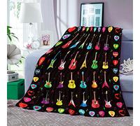 Domgoge Gifts for Guitar Lovers, Soft Cozy Throw Blanket, Electric Lover Fleece Flannel, Acoustic Rock and Roll Musical Music Ideas Guitarist Lounge, 130x152 cm