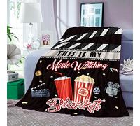Domgoge Gifts for Movie Lover, Warm Throw Blanket, Soft Flannel Film Lover This Is My Watching Vintage Cinema Theater Night Theme Fleece Blankets Ideas, 130x152 cm, Movie-black