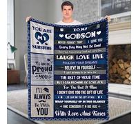 Domgoge Godson Gifts , To My Throw Blankets from Godmother Godfather, Soft Fleece Flannel Birthday Christian Baptism Christening Inspirational Best Ever Godparents, 130x152 cm, Godson-blue, (TR-100)