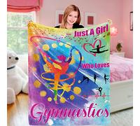 Domgoge Gymnastics Gifts for Girls, Just A Girl Who Loves Blanket Throw, Soft Cozy Gymnast Fleece Flannel Blanket, Dancer Gift Dance Lovers Recital Daughter Niece Kids Teen Birthday, 130x152 cm