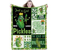Domgoge Just a Girl Who Loves Pickles Blanket Funny Pickles Throw Blankets Gifts for Girls Pickles Lovers Warm Lightweight Plush Flannel Fleece Blanket for Couch Sofa All Season, 150cm x 200cm