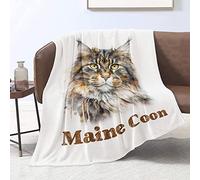 Domgoge Maine Coon Cat Blanket for Kids Girls Maine Coon Cat Gifts Throw Blankets for Cat Lover Maine Coon Cat Print Blankets Flannel Fleece Blanket for Couch Lightweight All Season, 101cm x 127cm
