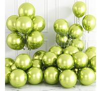 Domgoge Metallic Green Balloons, 30 Pack 12 Inch Shiny Light Chrome Glossy Vintage Fruit Thick Helium Balloons for Birthday Wedding Anniversary Shower Celebration Fiesta Party Decoration