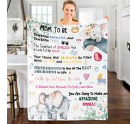 Domgoge New Mom Gifts to Be Mum Blanket Throw with Elephant Fleece Flannel First Time Promoted Mother Pregnancy for Postpartum Gender Reveal Mother's Day 130x152 cm, Be-white, (TR-99)
