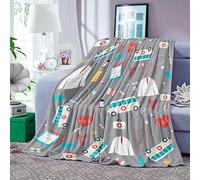 Domgoge Nurse Gifts for Women Men Doctor Medical Blanket Throw Soft Cozy Medicine Fleece Flannel Graduation Retirement Appreciation Nurses Day Nursing130x152 cm, Medicine-grey, TR-82